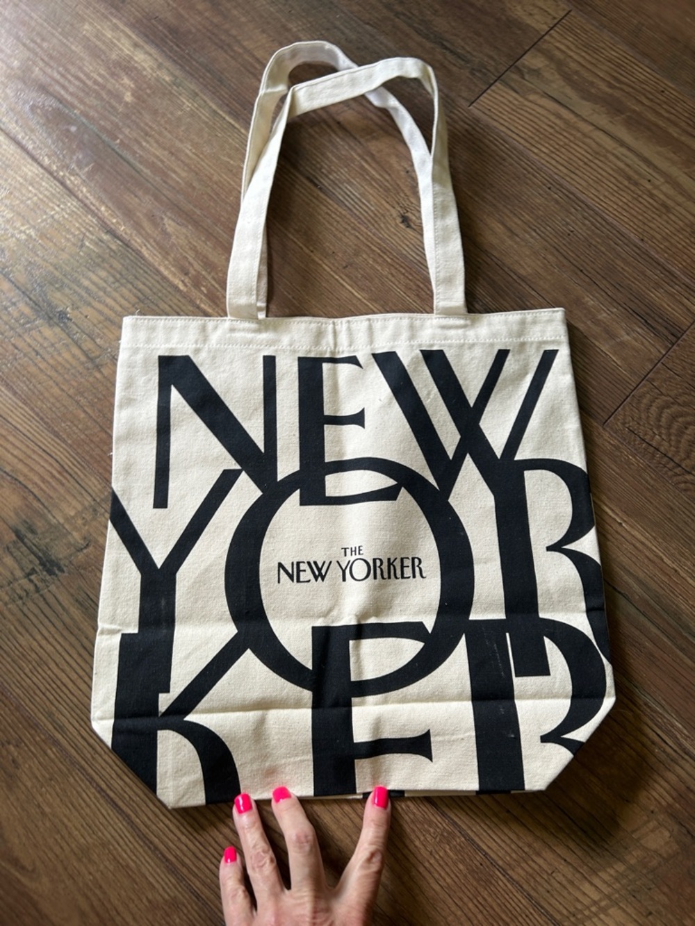 Canvas Tote Bag in Natural with Black Print - Picture 2 of 3